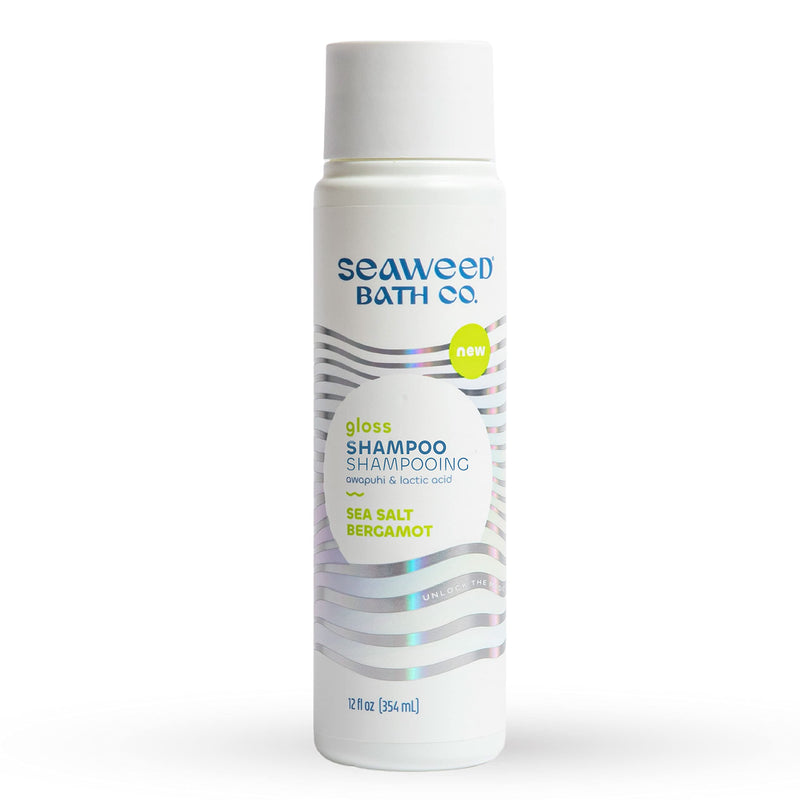 Seaweed Bath Co. Gloss Shampoo, Sea Salt Bergamot Scent, 12 Ounce, Sustainably Harvested Seaweed, Awapuhi, Lactic Acid, For All Hair Types - NewNest Australia