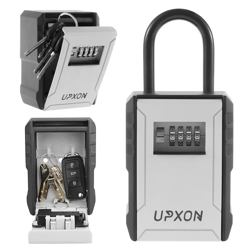 Key Lock Box, UPXON Extra Large Key Storage Box with Resettable Code, 4 Digit Combination Lock Box for Car Keys, House Keys, Weatherproof Wall Mount Key Box for Home, Hotels, Airbnb, Schools 1 Pack Extra Large (Fit Most Car Key) Modern
