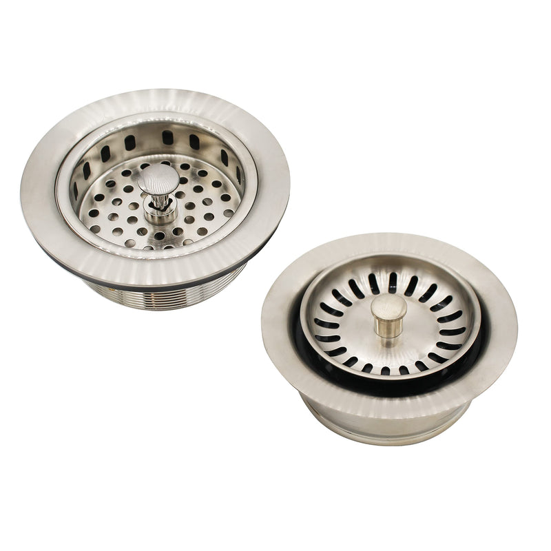 Westbrass CO2165S-20 COMBO PACK 3-1/2" Post Style Large Kitchen Sink Basket Strainer and Waste Disposal Drain Flange with Basket Strainer, Stainless Steel