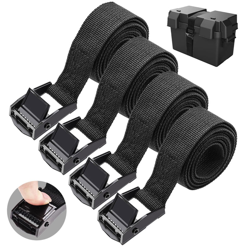 4 PCS 3.93ft Reusable Lashing Straps with Buckles (Antirust Alloy),Adjustable Cam Buckle Tie Down Cinch Strap(1" x 47.2") O-017-1.2