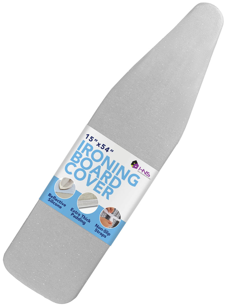 HOLDN’ STORAGE Ironing Board Cover and Pad - Iron Board Cover with Padding15 x 54" - Iron Board Cover Large Fits All Standard Sizes - Heat Reflective Iron Pad for Table Top Grey Gray Ironing Board Cover