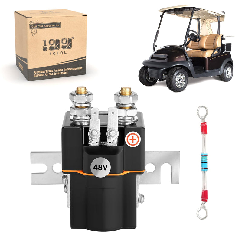 10L0L Golf Cart 48V Solenoid Assembly for Golf Cart Club Car DS (1995 Up) Precedent (2000 Up) 4 Terminals with Solenoid Resistor Replace Part 101908701 1014947