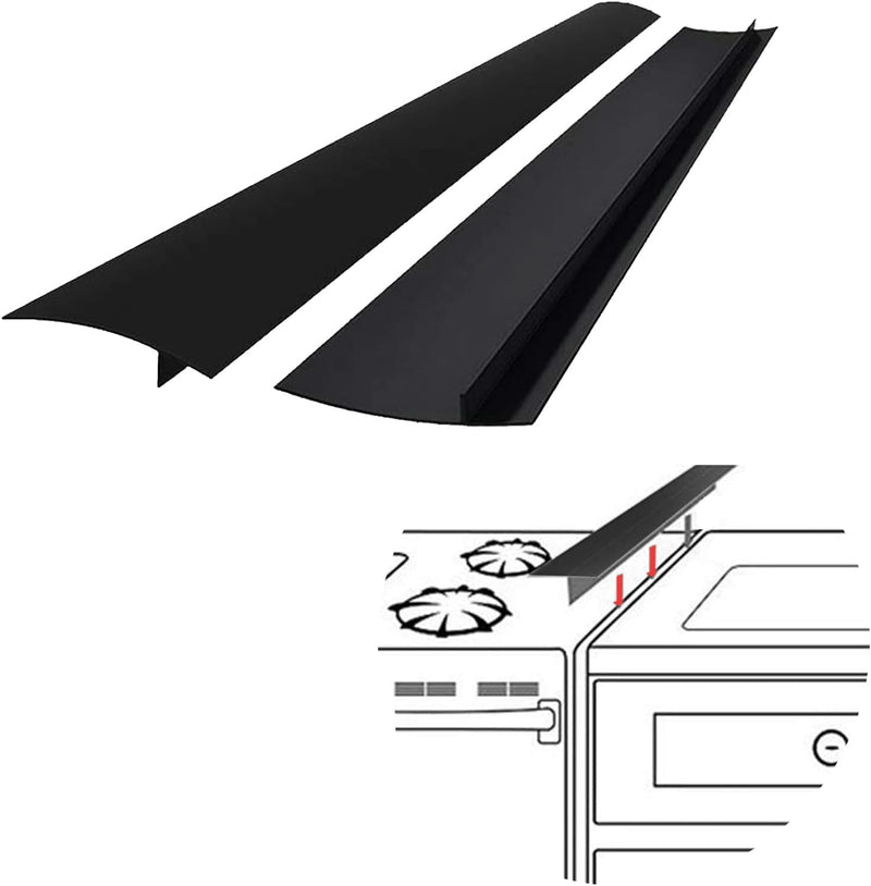 SEVCHY Silicone Stove Gap Covers (2 pack), Stove Guard, Oven Gap Filler, Heat Resistant Stove Gap Filler, Seal Gap between Oven Kitchen Cabinet and Stove Countertop, Easy Clean (21 inch, Black) 21 inch