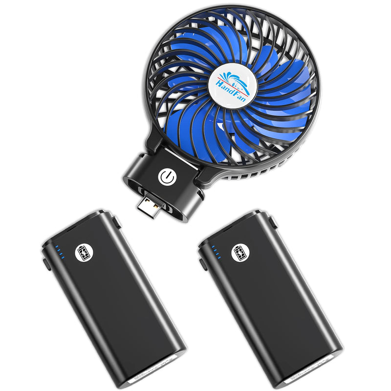 HandFan 10400mAh Powerful Handheld Fan, 40Hrs Long-Lasted Hand Fan Rechargeable, Mini Personal Fans Foldable, Heavy Duty Battery Fans Portable for Travel Beach Concerts Cruise Makeup(Blue Blade) Blue Blade