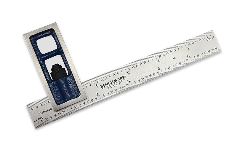 Benchmark Tools 388169 6 inch Precision Double Square 4R Graduations Accurate to +/- 0.002 inch Over Length of Blade Hardened Stainless Steel Blade (6" Double Square) 6" Double Square