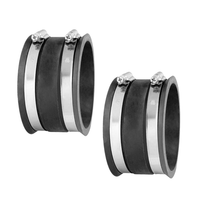 POWERTEC 70149-P2 4 Inch Dust Control Flex Cuff with Steel Hose Clamps, Hose Connector Rubber Cuff Coupler for Woodworking Dust Collection Fittings, Dust Collector Accessories & Machinery, 2 pack