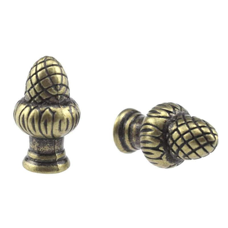 Bronze Brass Solid Lamp Finial Cap Knob Retro Lamp Finial Decoration with Dual-Thread Screw for Lamp Shade Holder Harp Tops, Fit Both 1/8 IP(3/8") and 1/4-27, 2 Pack Bronze