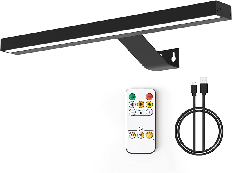 MIOBLUE Wireless Picture Lights,Rechargeable Battery Art Display Light with Remote Control, Dimmable/Timer Off Dartboard Light, 16 Inch Full Metal Accent Light with 40LEDs for Paintings,Picture,Frame 16inch -Black