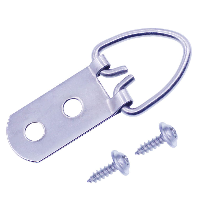Heavy Duty D-Ring Picture Hangers with Screws, 30 Pcs Large Wide D Ring Picture Hanging Hardware, 2 Holes Picture Hooks for Mirror, Clock, Decoration, Paintings, Artwork Picture Frame 30 Pcs Double Holes