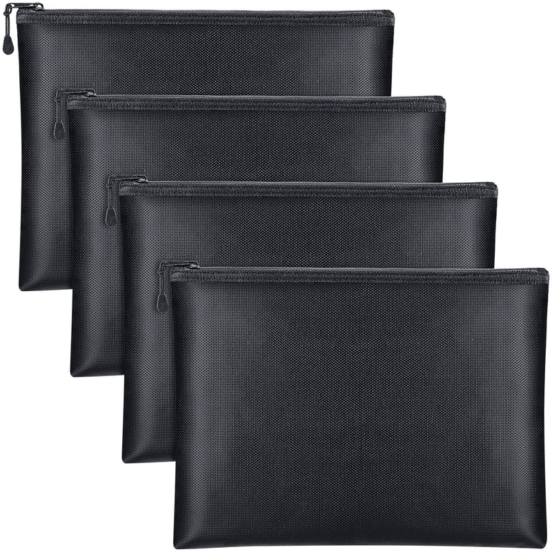 Epakh 4 Pack Fireproof Document Bags 13.4 x 9.4 Inch Waterproof and Fireproof Money Bag Document Holder with Zipper Fireproof Safe Storage Bag for A4 Documents, Money, Passport and Tablet