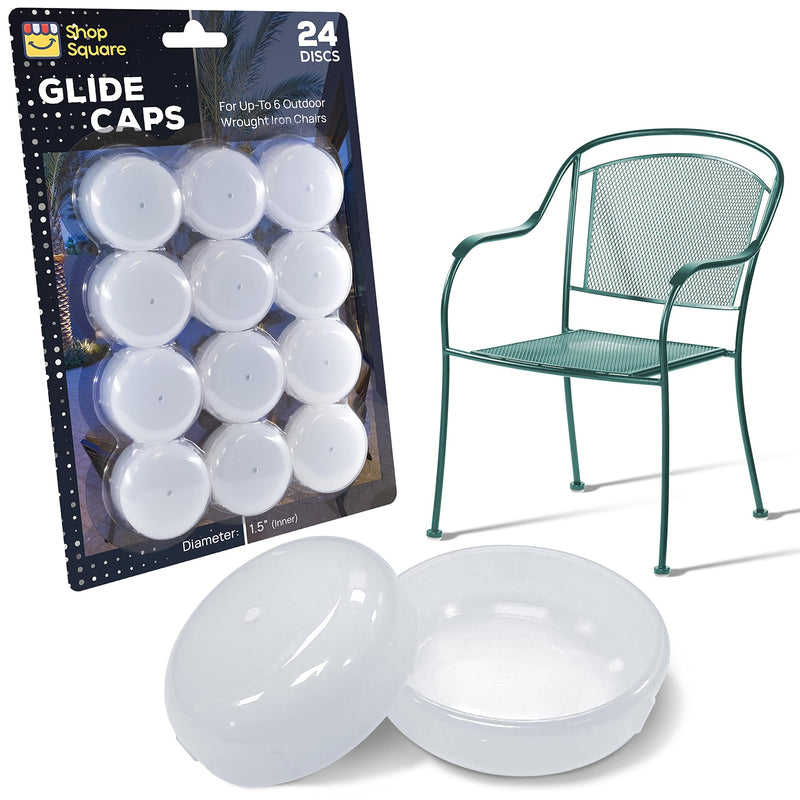 Wrought Iron Patio Furniture Feet Caps (24 Pack, White) - 1.5" Round Plastic Outdoor Chair Leg Caps, Patio Furniture Replacement Feet 24 Gliders