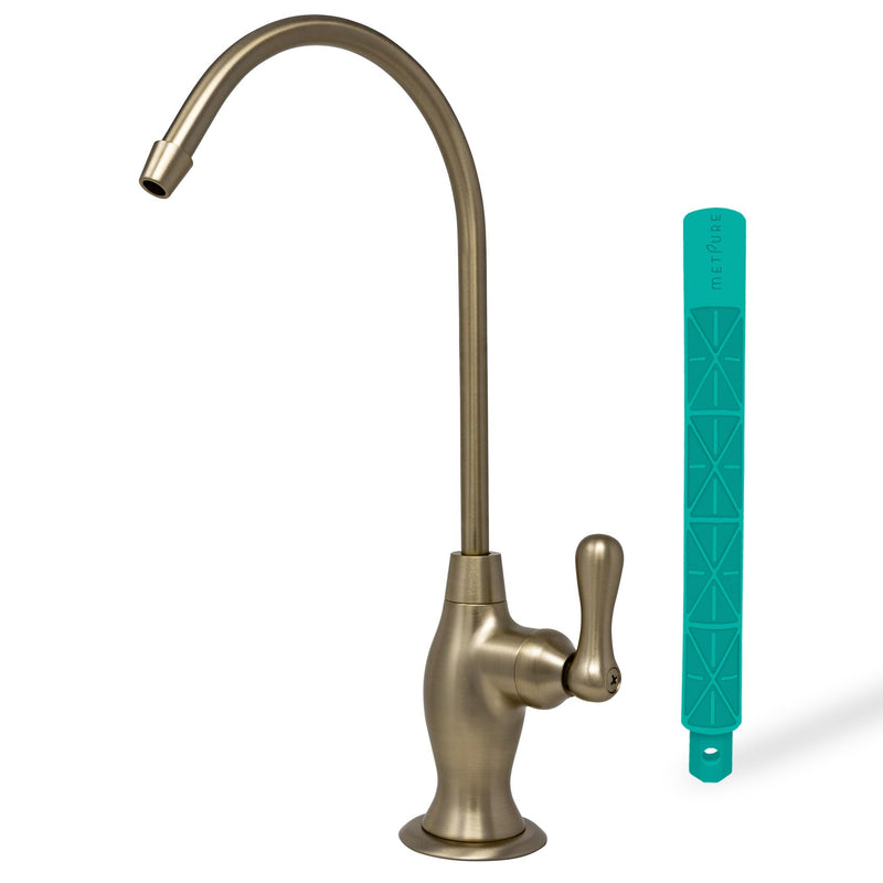 Metpure NSF Certified Non-Air-Gap RO Faucet, Champagne Gold, Vase Style