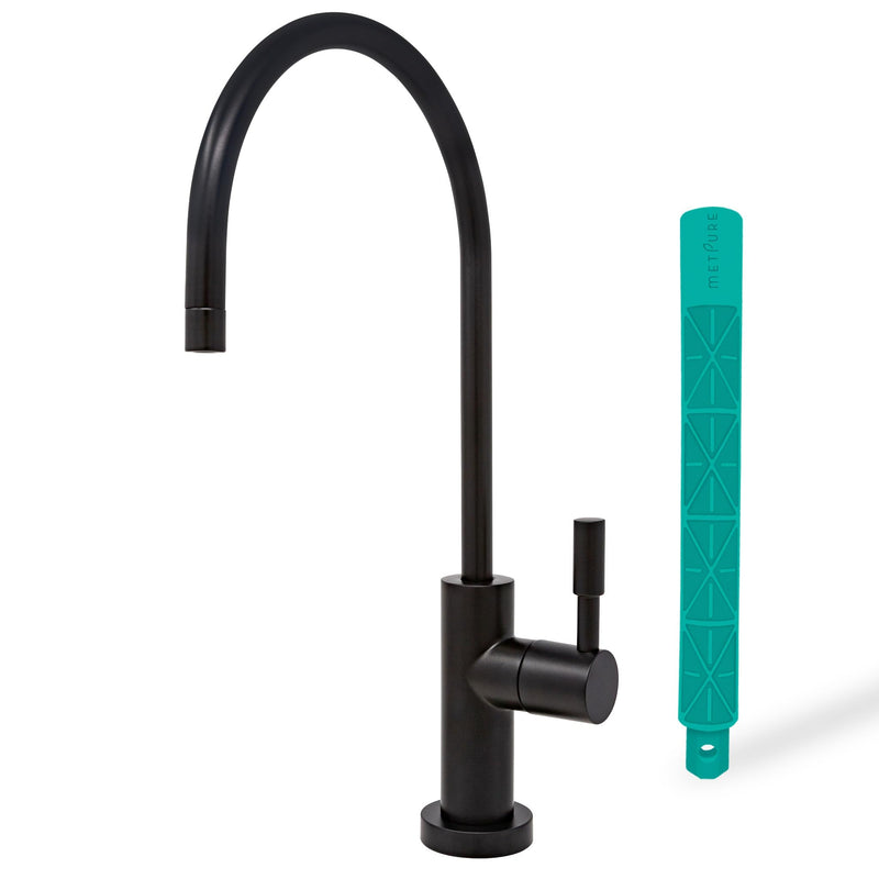 Metpure Non-airgap NSF Certified RO Faucet Reverse Osmosis Drinking Water Filtration System Water Dispenser Spout (Matte Black). Large Euro Style with Faucet Wrench.