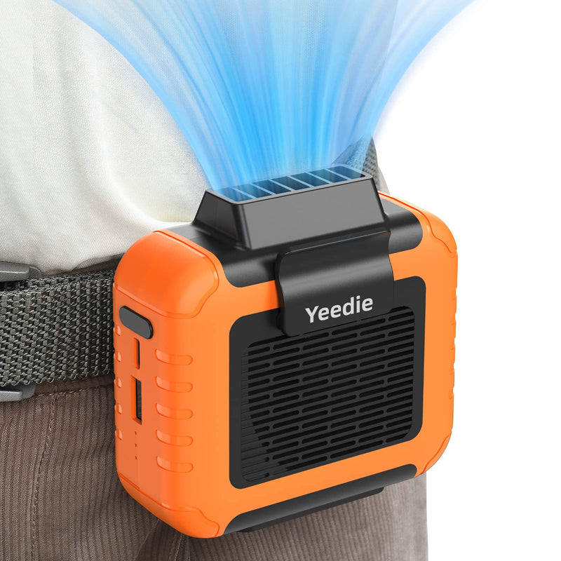 Portable Mini Waist Fan Rechargeable with 23H Working Time, 6200 RPM Strong Airflow, 3 Speed Levels, Belt Shirt Fan Clip on Waist Portable Cooling device for Blue Collar,Outdoor Working,Jobsite Orange