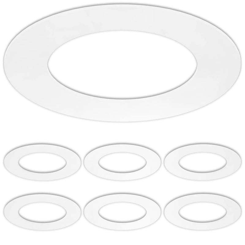 6 Pack Gloss White Goof Trim Ring for 4" Inch Recessed Can Lighting Down Light, Outer Diameter 6.7 Inches, Inner Diameter 4.2 Inches 6 Pack