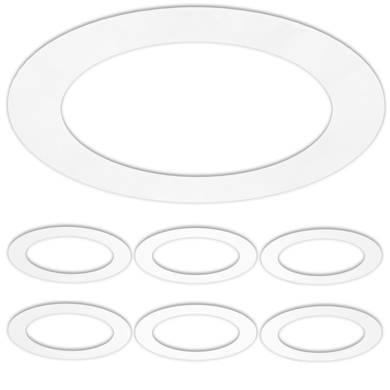 6 Pack Gloss White Goof Trim Ring for 8" Inch Recessed Can Lighting Down Light, Outer Diameter 8.6 Inches, Inner Diameter 6.2 Inches 6 Pack