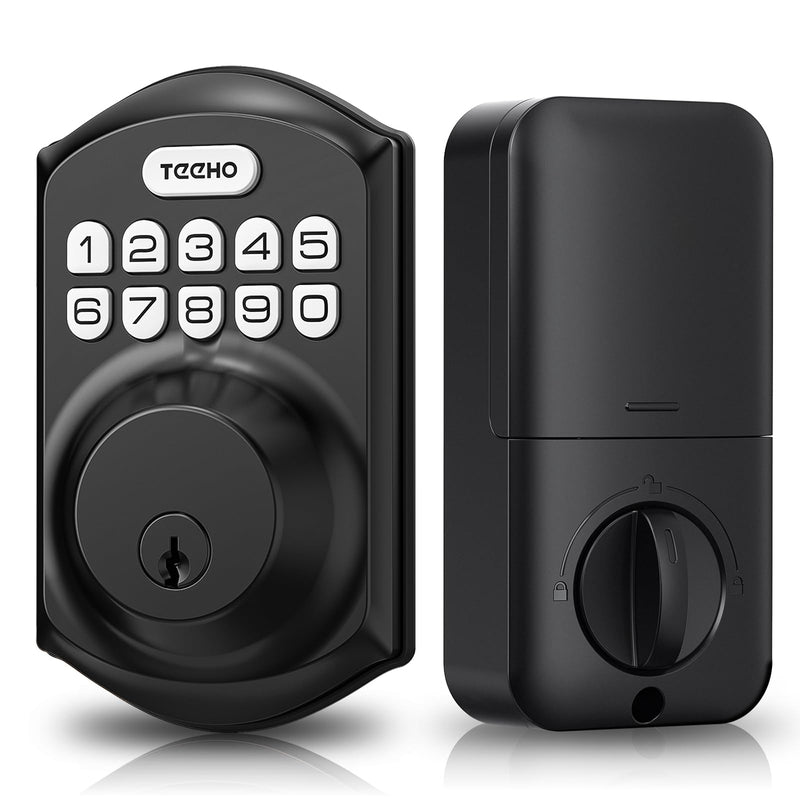 TEEHO TE001 Keyless Entry Door Lock with Keypad - Smart Deadbolt Lock for Front Door with 2 Keys - Auto Lock - Easy Installation - Matte Black Traditional