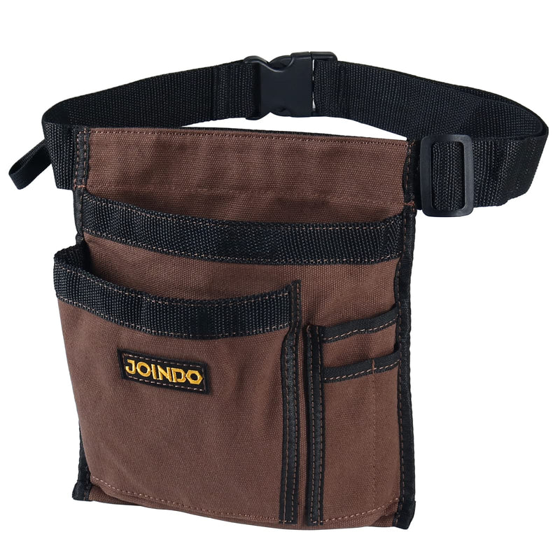 Tool Pouch Belt, Utility Belt Bag with 5 Pockets, Tool Apron Pouch, Garden Tool Belt for Men Women Carpenters Electricians Mechanics Brown