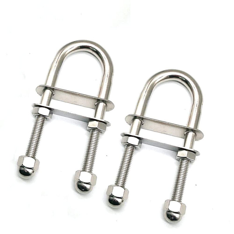 Stainless Steel 316 Eye Bolts Boat Stern Bow Eye Tie Down U Bolt with Plate and Nuts,1/4" Dia 4" Length Boat Accessories Marine U Bolt 1/4 inch
