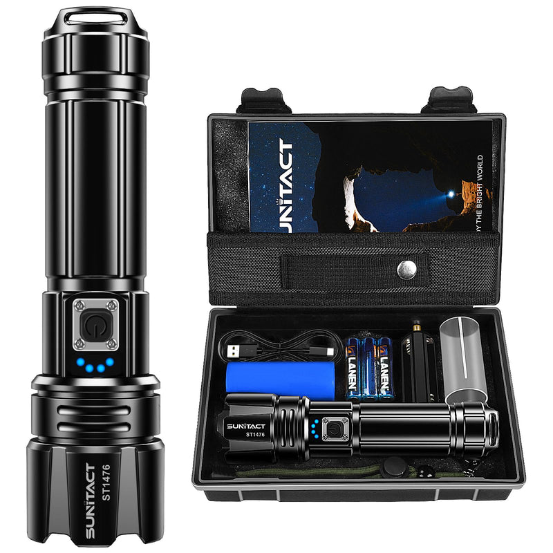 Flashlights High Lumens, Rechargeable Flashlight Led 990000 Lumen XHP70.2, Super Bright Flash Light, High Powered Handheld Flashlights for Emergency Camping Gift, IP67 Waterproof, Adjustable Black
