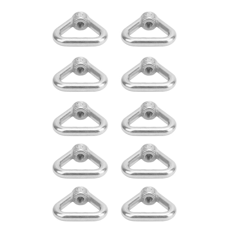 10pcs Lifting Eye Nut, M8 Lifting Eye Threaded Nut 304 Stainless Steel Triangle Ring Fastener Silver
