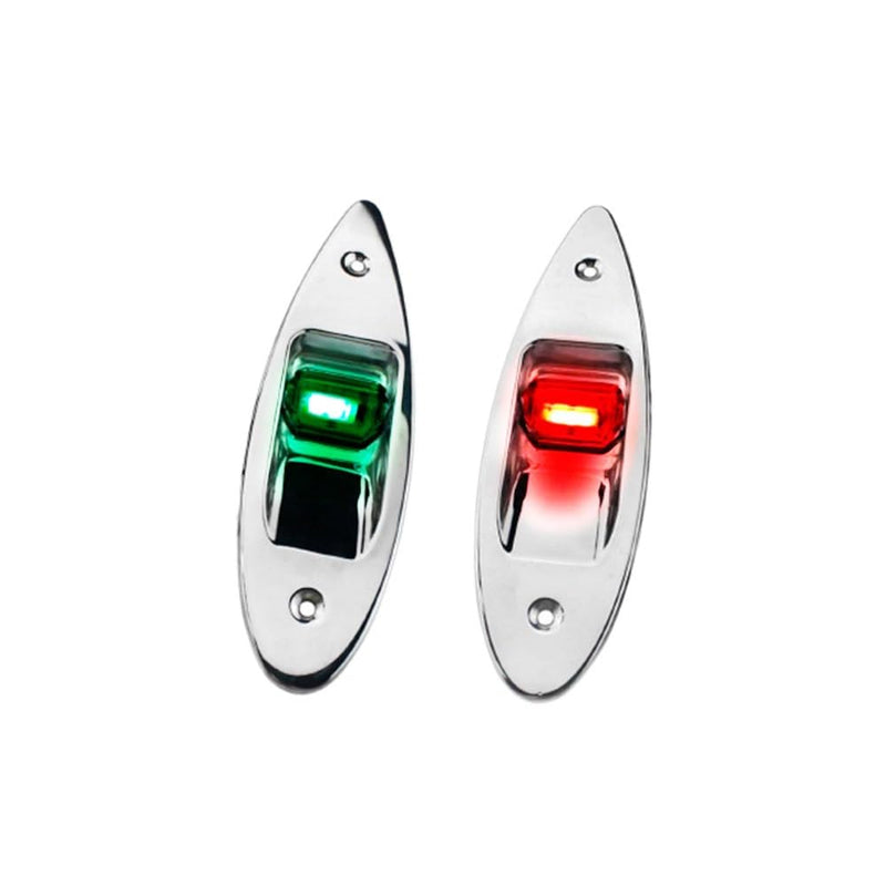 MARINE CITY 12V Flush Mount LED Navigation Lights - Red & Green, Stainless Steel, Waterproof for Boats, Yachts (Pack of 2)
