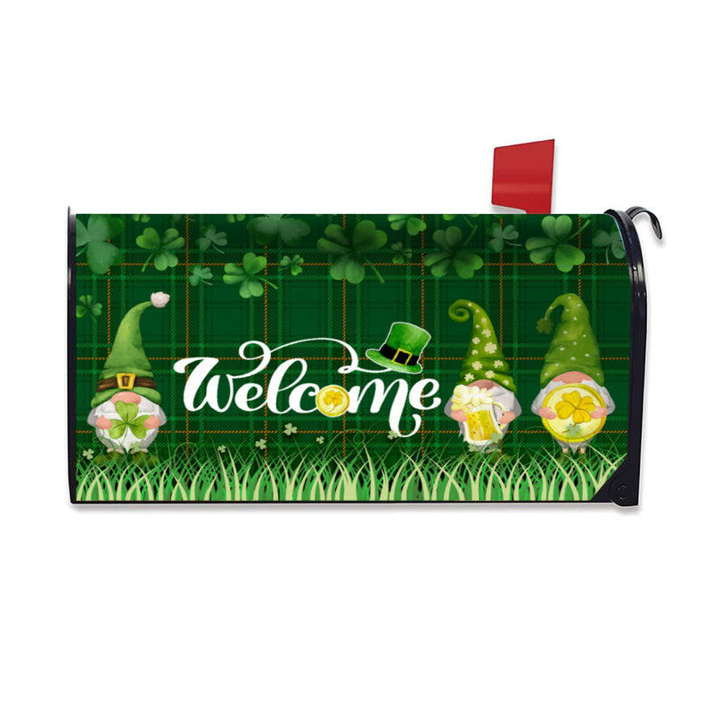 St. Patrick's Day Mailbox Cover,Waterproof Green Leprechauns Hat Shamrock Coin Beer Letter Post Box Cover Wrap Decoration Welcome Home Garden Outdoor 21''Lx18''W St. Patrick's Day 21x18 inch