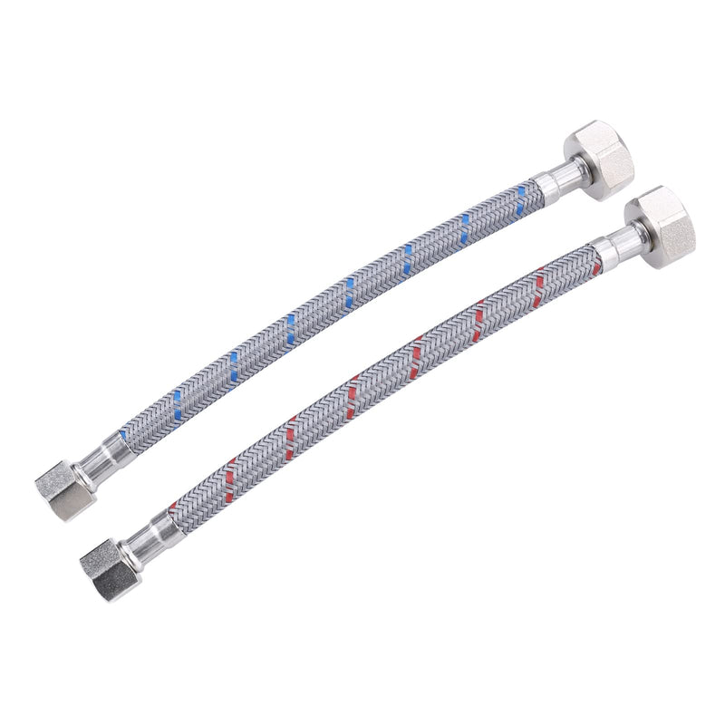 Faucet Supply Lines, ARCORA 9" Length Bathroom Kitchen Faucet Connector Braided Nylon Water Supply Line 3/8" Comp x 1/2" Comp 2Pcs (1 Pair) 9 Inch