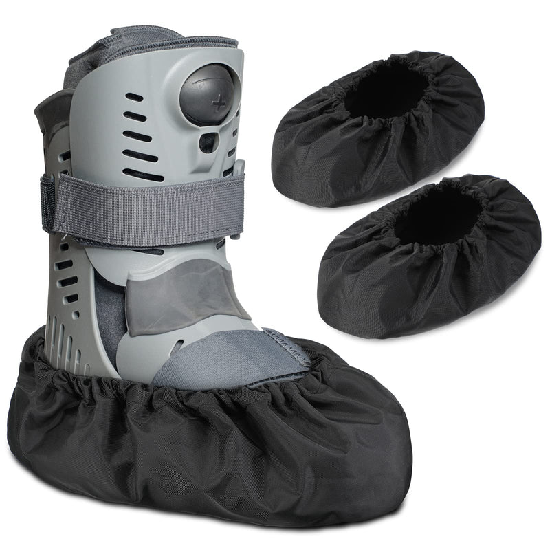 Geyoga 2 Pieces Walking Boot Cover Non Slip Reusable Shoe Covers for Non Skid Foot Brace Household Carpet Floor Protection Machine Washable(Medium,Black) Medium Black