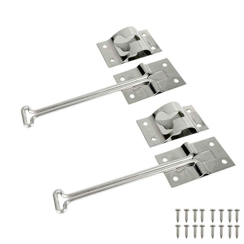Rv Door Latch Trailer Door Latch 304 Stainless Steel Camper Door Latch Trailer Door Holder Rv Door Holder Rv Screen Door Latch 6 Inch Metal T-Style Door Holder For Cargo Trailer, Truck,(2 Pack)