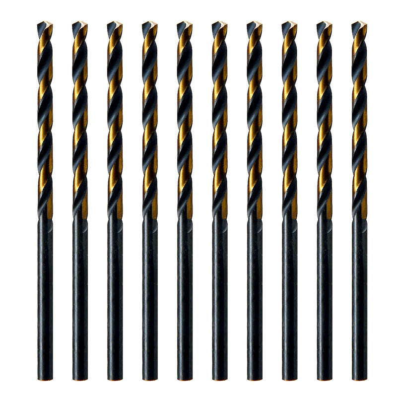 MAXTOOL No.7 10pcs Identical Jobber Length Drills Dia 0.201 HSS M2 Twist Drill Bits Wire Gauge Gage Numbered Straight Shank Drills; JBN02H10R07P10