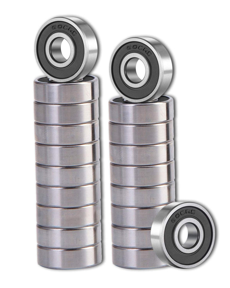 SHKI 20 Pcs 608 2RS Ball Bearings – Bearing Steel and Double Rubber Sealed Miniature Deep Groove Ball Bearings (8mm x 22mm x 7mm) (608 2RS) 608RS
