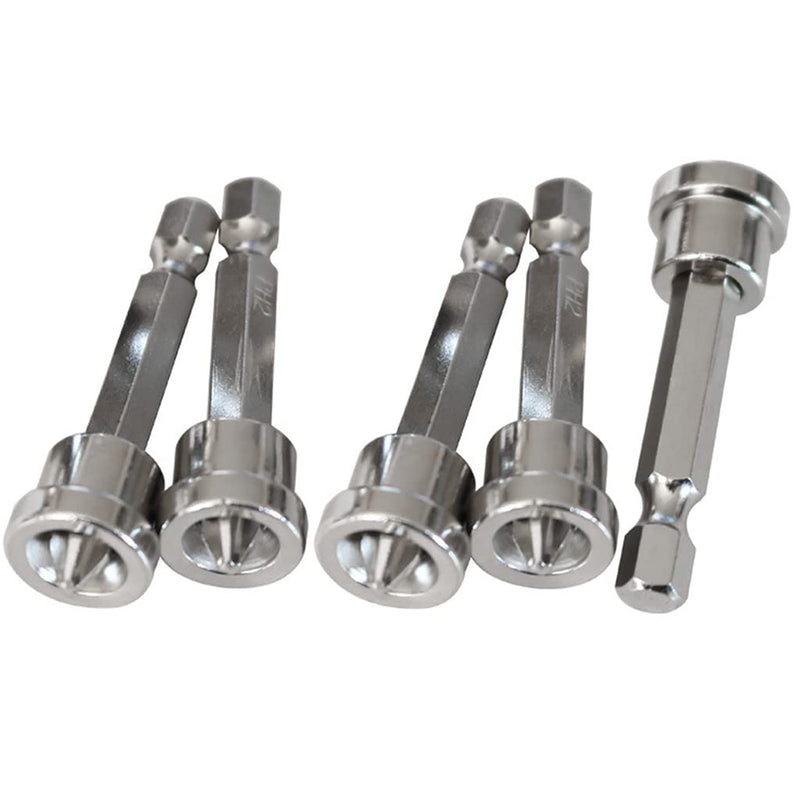 5pcs Set Magnetic Positioning Screwdriver Bits Drywall Screw Setter PH2 Bits for Plasterboard Screw Hex Shank Positioning Bit Batch Head (5pcs 50mm) 5pcs 50mm