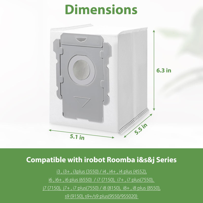 18 Pack Vacuum Bags for iRobot Roomba i7, i7+, i7Plus, i8, i8+, i3, i3+, i4, i4+, i6, i6+, s9, s9+, s9Plus, i and s Series Clean Base Automatic Dirt Disposal Bags 18 Pack