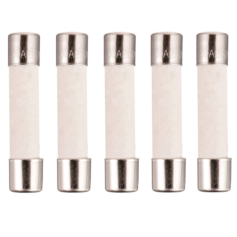BOJACK Microwave Fuse 20a Ceramic Fuse 20 Amp 250V Slow-Blow Compatible and Universal Replacement for WB27X10388 and Other Microwaves 5 Piece