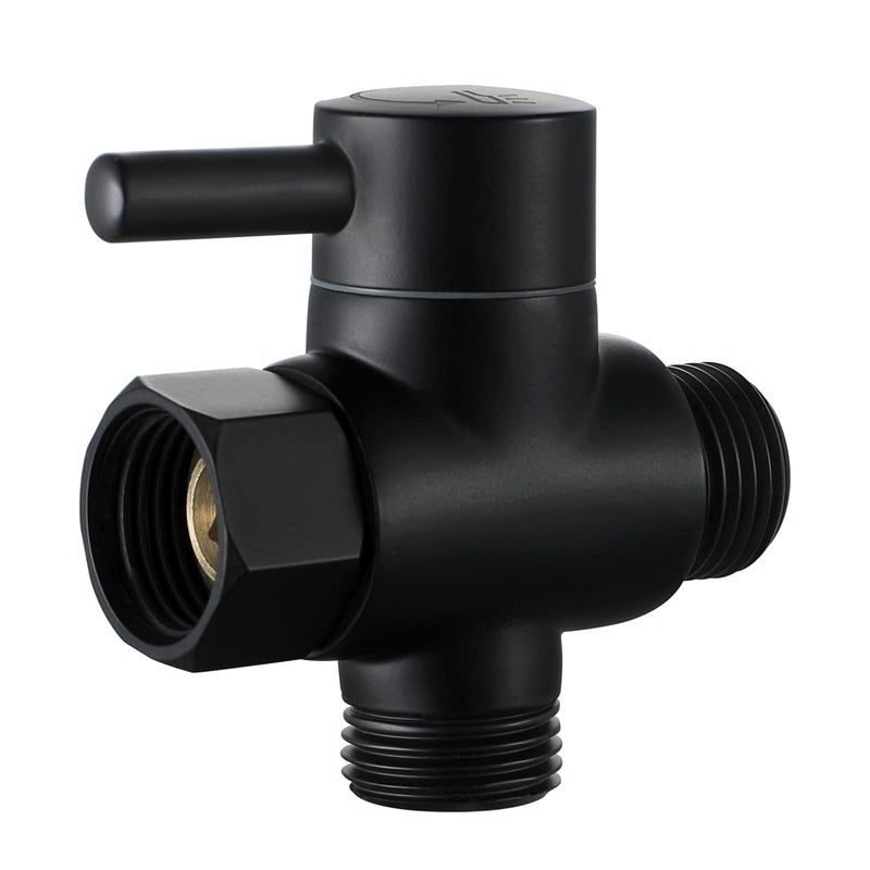 Brass Shower Arm Diverter Valve for Hand Held Showerhead and Fixed Spray Head,G 1/2 3-Way Bathroom Universal Shower System Replacement Part (Matte Black) Matte Black