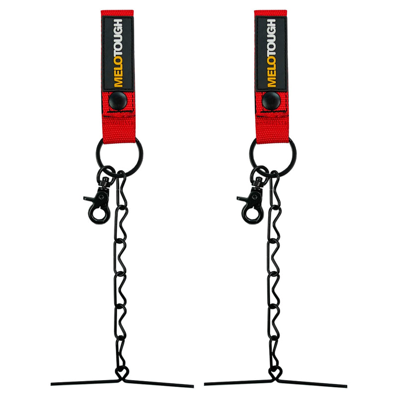 MELOTOUGH 2 PCS Tape Thong for Tool Belt Waist Electricians Tape Strap Holder Chain with Keyring and trigger snap hook Red Color