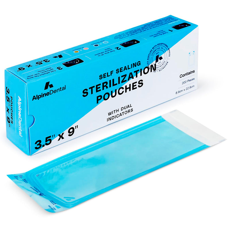 200 3.5" x 9" Sterilization Pouch Self Sealing Autoclave Bags for Dental, Tattoo Nail Art Instruments 200