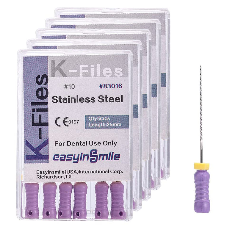Dental 5 Boxes Endodontic Root Canal Hand K Files Stainless Steel Endo Root Canal Files (10#) 10#