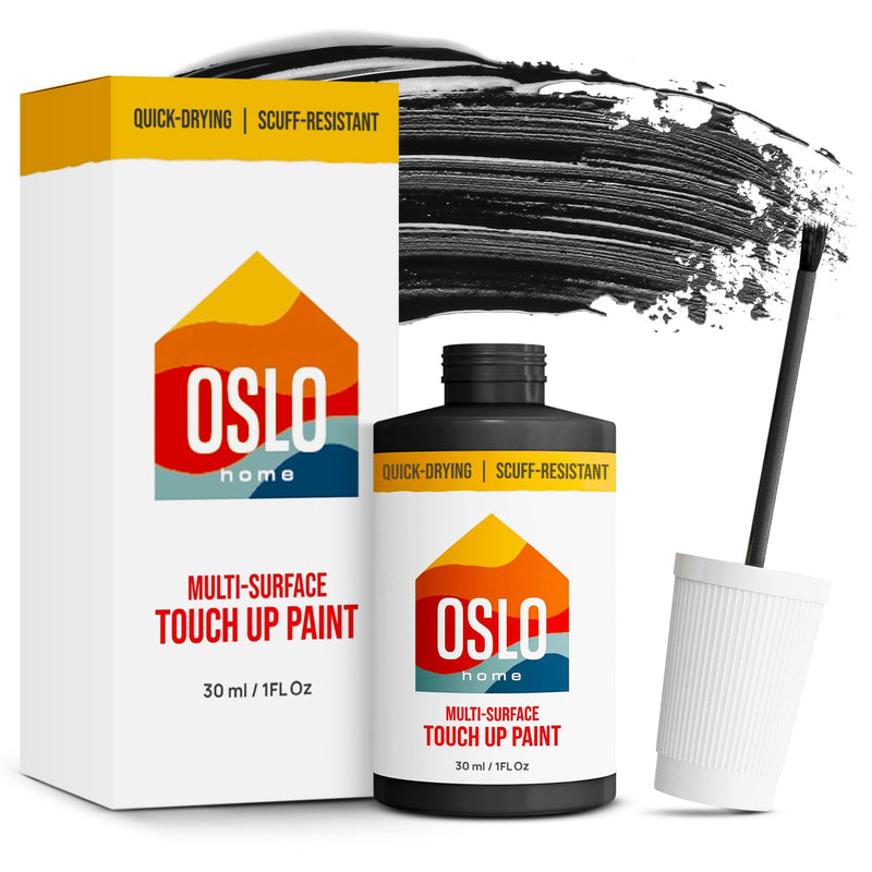 Touch Up Paint, Black, 1oz, Matte, w/brush in bottle, Quick drying, for Home repairs, Kitchen Cabinets, Furniture, Walls 1 Fl Oz (Pack of 1)