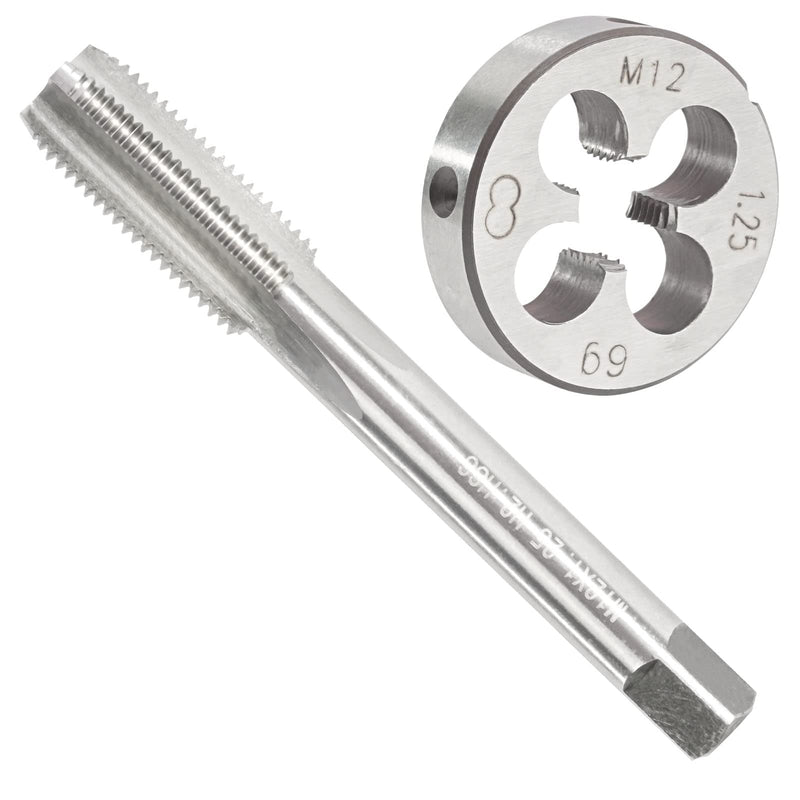 M12 x 1.25 Metric Tap and Die Set, M12 X 1.25mm HSS Machine Thread Tap and M12 X 1.25mm Alloy Tool Steel Round Thread Die Right Hand M12x1.25mm