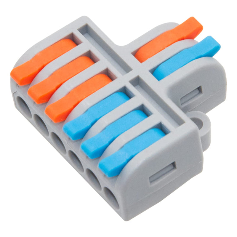 10Pcs Lever Wire Connectors, 2 in 6 Out Mini Quick Push-in Electrical Connector for 24-12 AWG