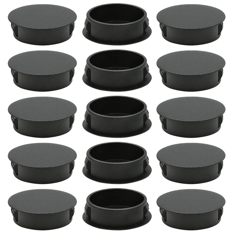 15PCS 50mm/2" Black Hole Plugs Plastic Flush Type Hole Plugs Snap in Locking Hole Tube, Furniture Fencing Post Pipe Insert End Caps (Black) 50mm (2")