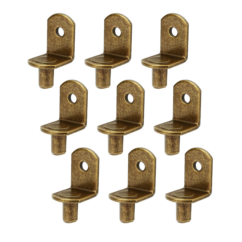 40pcs Shelf Support Pegs Bronze, L-Shaped Metal Cabinet Shelf Clips with Hole 6mm(1/4 Inch), Cabinet Closet Shelf Pins for Kitchen Bookcase Shelf Furniture Support (Bronze)