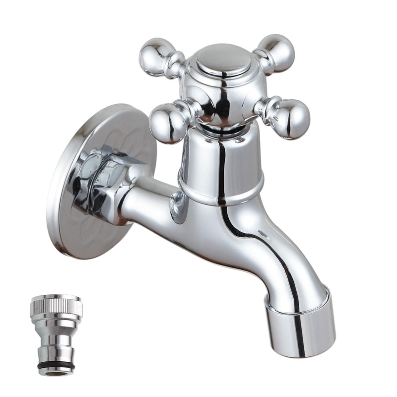 Chrome Brass Wall Mounted Balcony Mop Sink Faucet Brass Single Handle Cold Garden, Laundry Utility Faucets Chrome