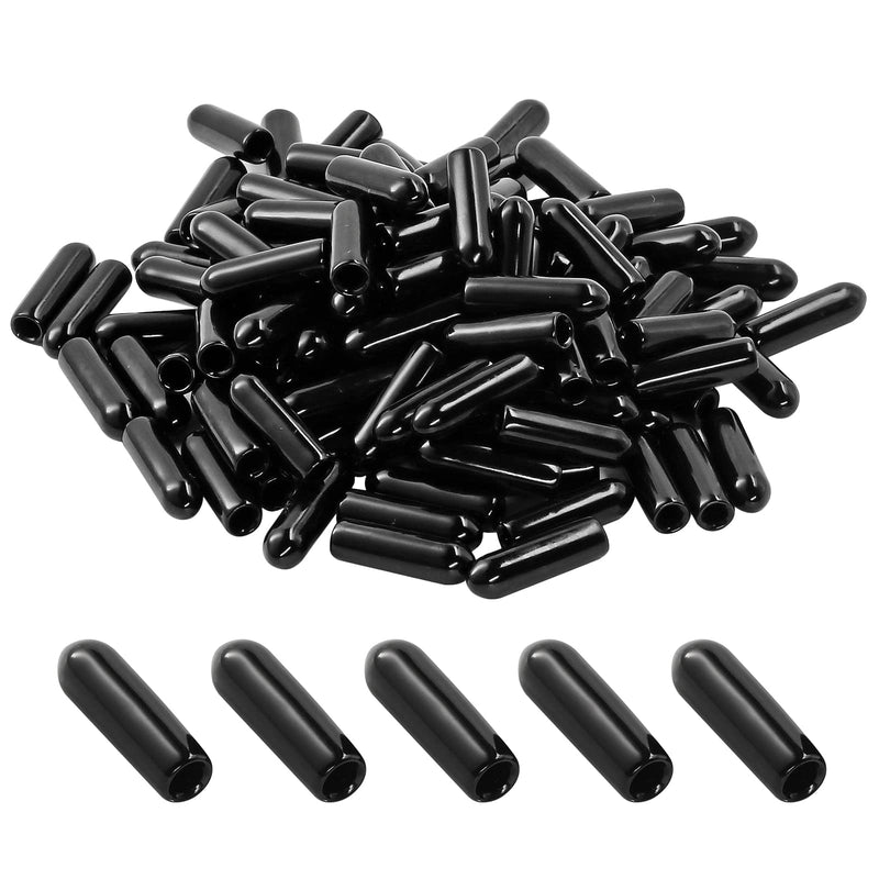 120PCS Screw Thread Protectors 3mm ID Rubber End Caps Vinyl Flexible End Caps Round Tube Bolt Cap (Black, 120PCS) 120