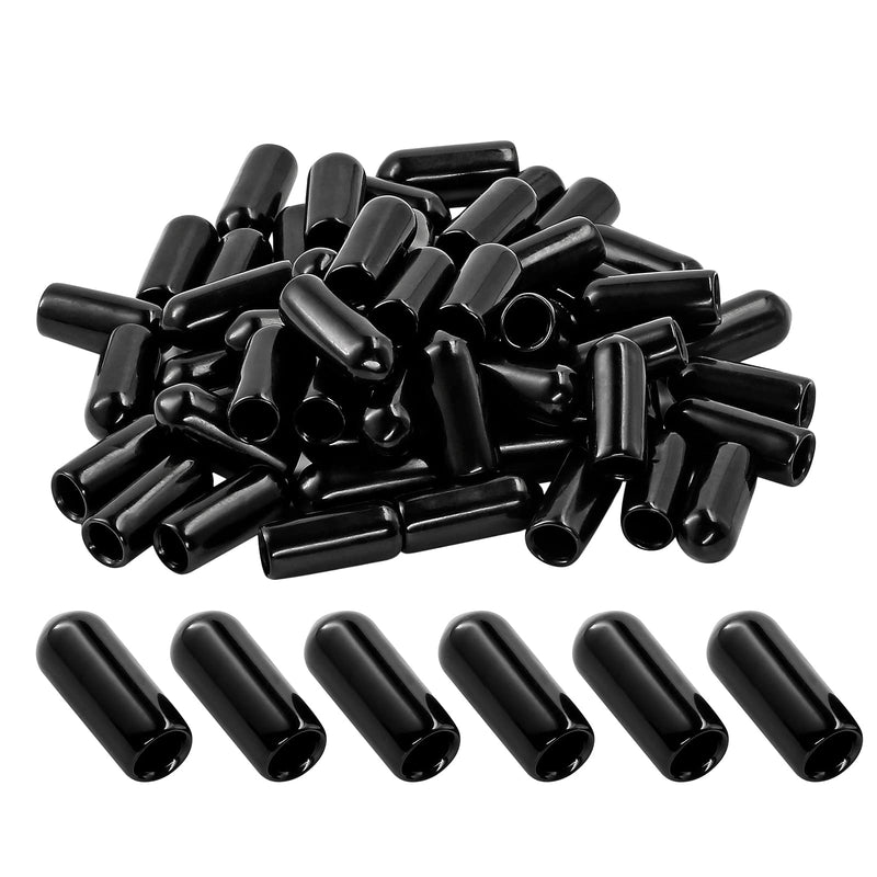 60PCS Screw Thread Protectors 5mm ID Rubber End Caps Vinyl Flexible End Caps Round Tube Bolt Cap (Black, 60PCS) 60