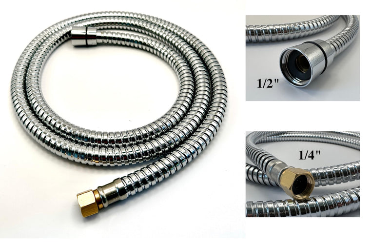 Socila Professional Stainless Steel Shampoo Bowl Hose - 1/2" Thread Sprayer Head to 1/4" Thread Water Pipe for Barber Shop & Salon Sink Replacement Part for Faucet and Sprayer