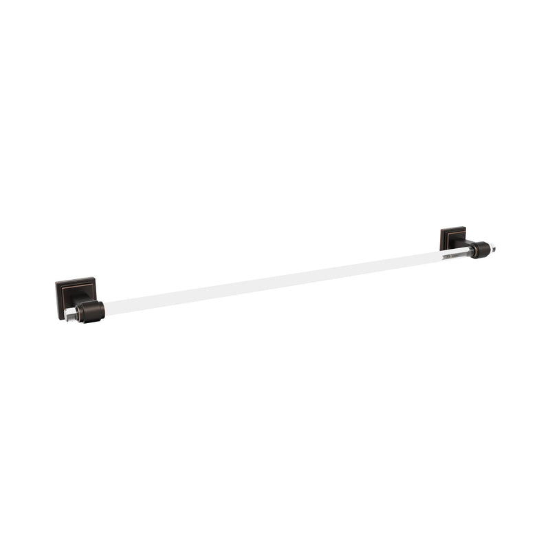 Amerock BH36064CORB | Clear/Oil-Rubbed Bronze Towel Bar | 24 inch (610 mm) Center-to-Center Towel Rack | Glacio | Bathroom Towel Holder | Bathroom Hardware | Bath Accessories