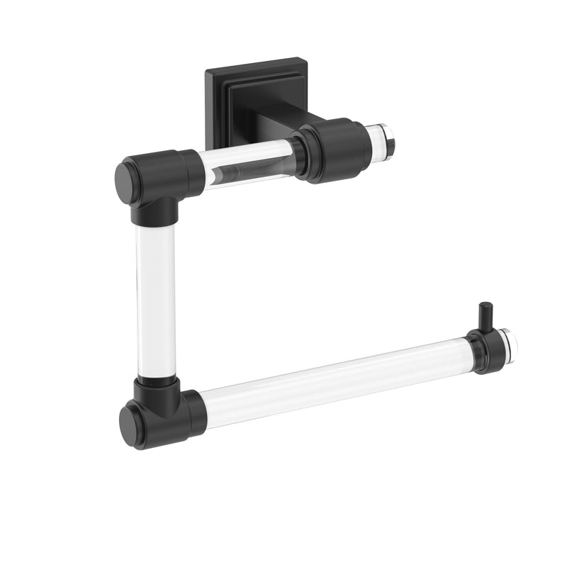 Amerock BH36062CMB | Clear/Matte Black Towel Ring | 5-7/16 inch (138 mm) Width Towel Holder | Glacio | Hand Towel Holder for Bathroom Wall | Small Kitchen | Bath Accessories